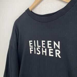 EILEEN FISHER NEW YORK Shirt Mens XL Basic Tee Crewneck Short Sleeve Black VTG